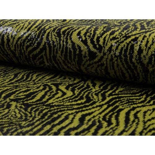 Minerva Sequin Mesh Fabric Black & Yellow - per metre