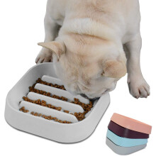 French Bulldog Slow Food Dog Bowl - Funny Bowl For Dog And Cat - Choking-free Pet Slow Food Stripe Bowl (grey)