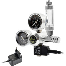 Aquarium Co2 Regulator With 12v Adapter, Aquarium Pressure Reducer, Dual Pressure Gauge Includes Bubble Counter And Check Valve, W21.8 Interface