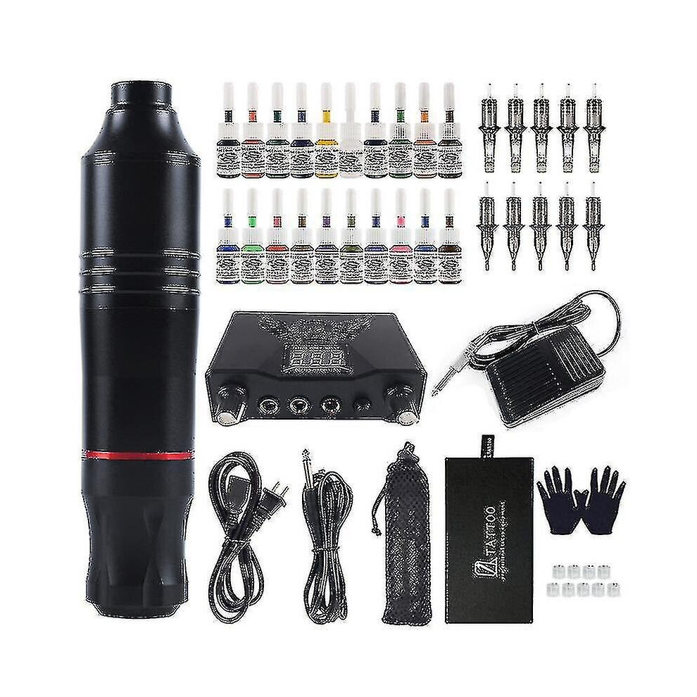 20 Color Javelin Apprentice Tattoo Kit,begineer Complete Tattoo Kit(UK,black)