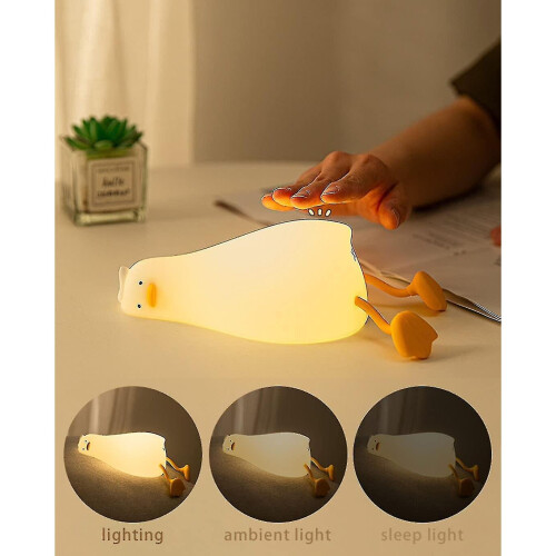 (Duck) Led Lying Flat Duck , 3 Level Dimmable Nursery ,cute S Silicone Up 2
