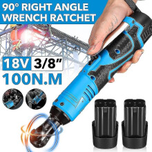 100n.m 18v Cordless Electric Wrench Ratchet Wrench Repair Tool Rechargeable Right Angle Wrench With 2 Battery Charger Kit