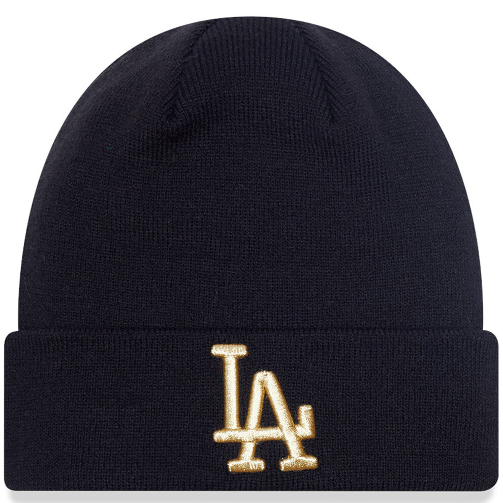 New Era Mens Los Angeles Dodgers Metallic Logo Warm Winter Beanie - Black