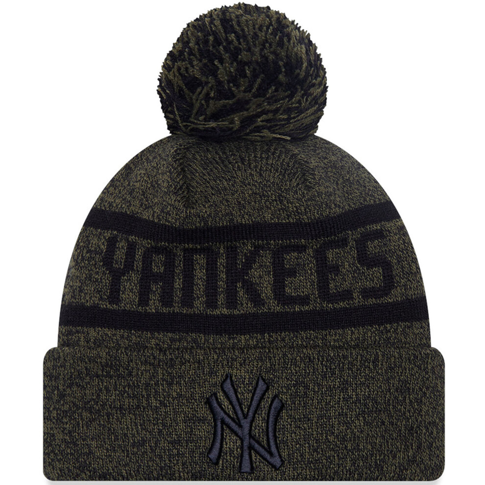 New Era Mens New York Yankees Jake Cuff Warm Beanie Bobble Hat - Green Med