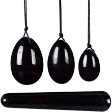 (Obsidian Egg Set) 3 Pcs Rose Quartz Yoni Egg Set Jade Eggs Women Kegel Exerciser Jade Vaginal Muscles Tightening Ball Crystal Kegel Eggs,3 Amethyst Eggs