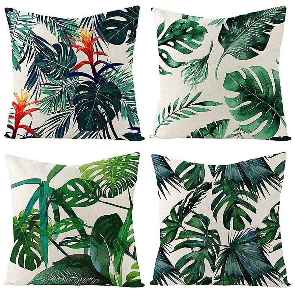 Set Of 4 Outdoor Cushions For Garden Furniture Garden Cushions Linen Green Cushion Covers 18x18inch