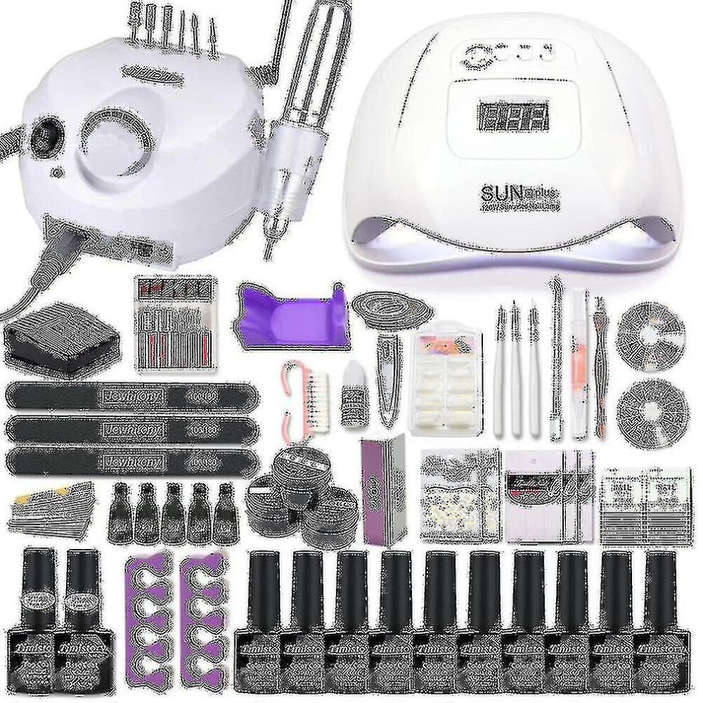 35000rpm Nail Art Kit With 120w/54w Led Nail Lamp 40/30/20/10 Colors Uv Polishing Gel Polishing Nail Art Kitcombo1-(,)(,)