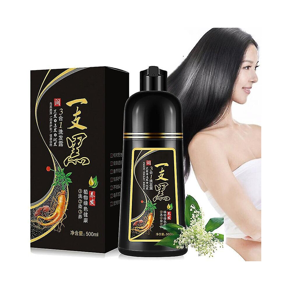 Women's Black 500Ml Permanent Hair Shampoo Organic Natural Fast Hair Dye
