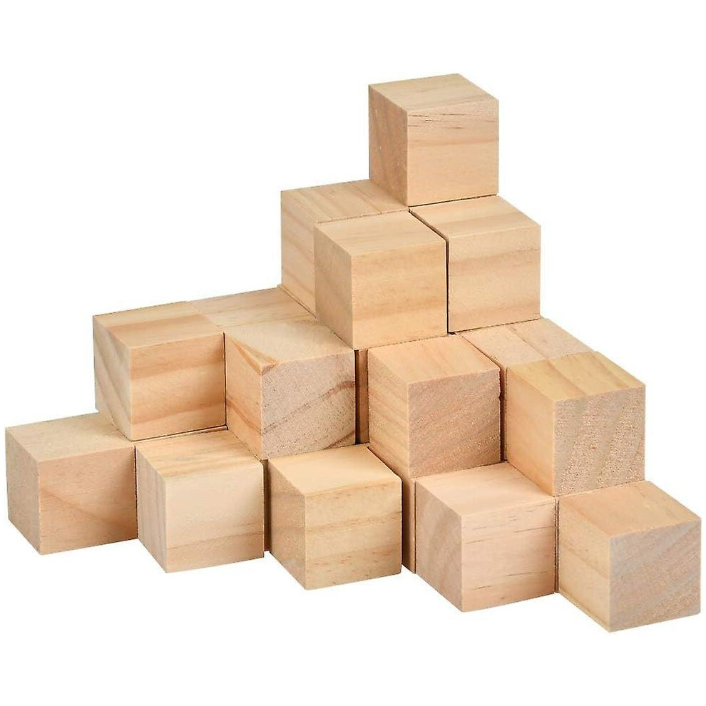 Pack Of 30 Wooden Cubes 3 X 3 Cm Craft Cubes, Natural Unfinished Wooden Blocks - Wooden Cubes Blank Decoration Wood Crafts