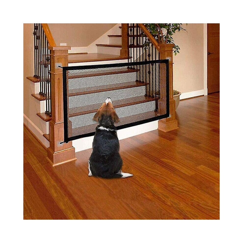 Foldable Retractable Dog Safety Gate For Stairs And Baby - Black (size: 70*110cm)