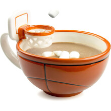 16 oz Basketball Mug with Attached Hoop - The Mug With A Hoop, Stoneware Cup/Bowl, Dishwasher & Microwave Safe