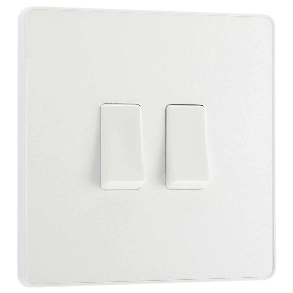Bg Evolve Pearl White Double Light Switch 20A 16Ax 2 Way - Pcdcl42w 5050765192750