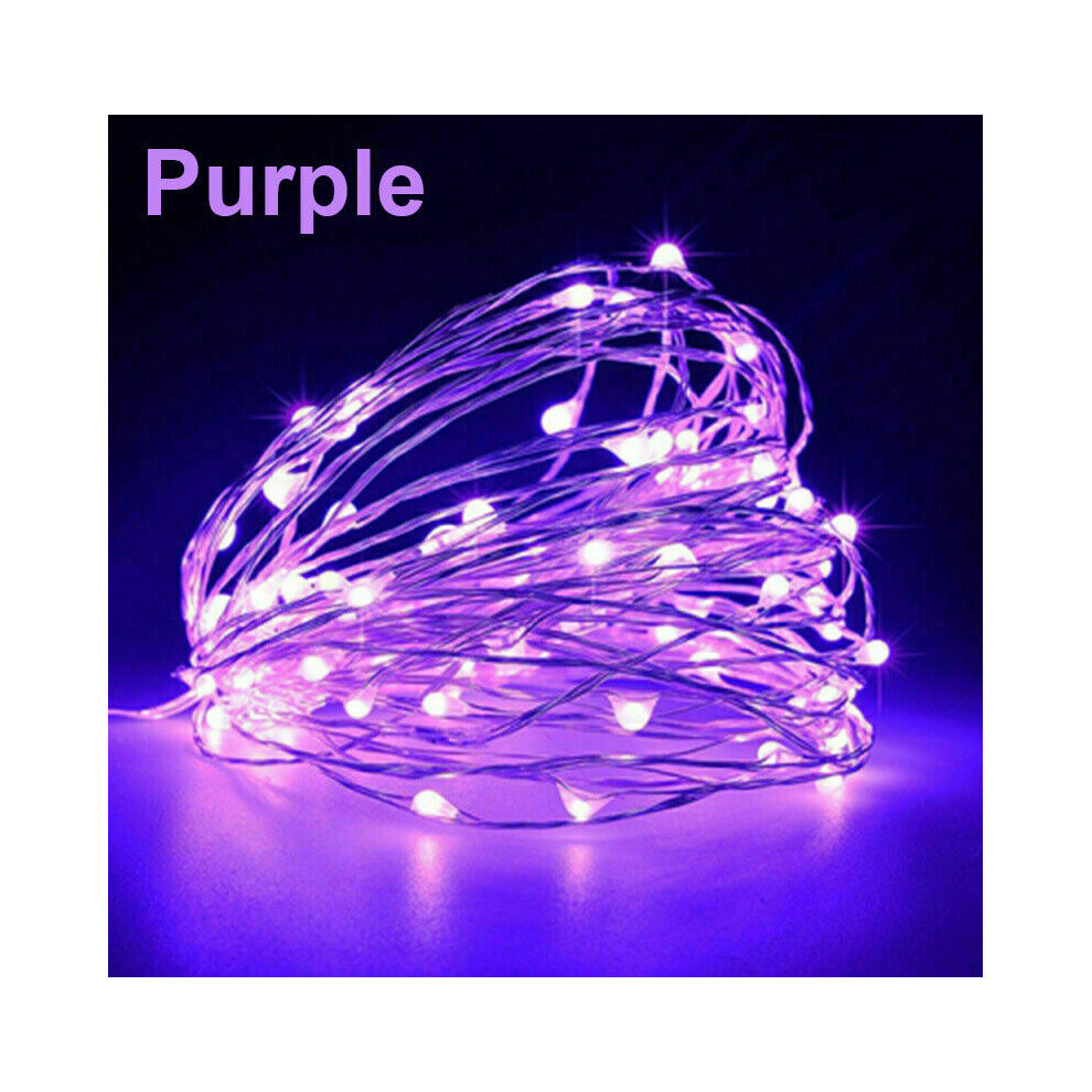 (5m - 50LED, Purple) USB LED Waterproof Copper Wire String Fairy Light