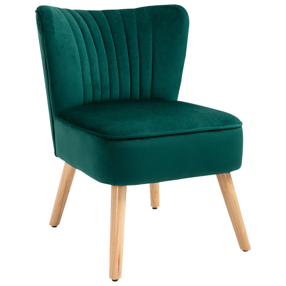 Homcom Velvet Accent Chair Occasional Tub Chair For Living Room Bedroom Green