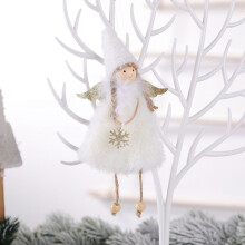 ( White-A) Christmas Dolls Pendant Xmas Tree Hanging Plush Home Decor Party Ornaments Gift