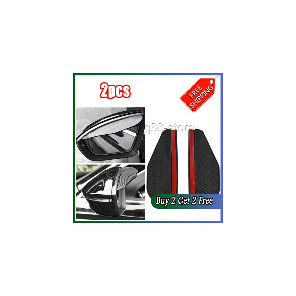 2X Carbon Fiber Car Suv Rear View Side Mirror Rain Visor Guard Accessories Black 149218480089