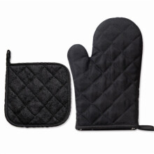 (Black) Oven Mitts Pot Holders Heavy Duty Cooking Gloves