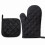 (Black) Oven Mitts Pot Holders Heavy Duty Cooking Gloves 1