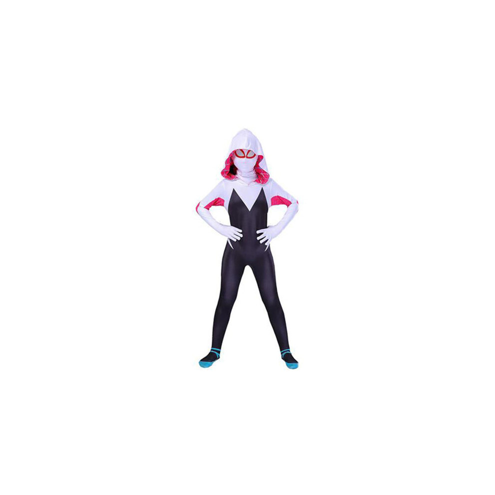 (11-12 Years) Kids Girls Spider Gwen Stacy Costume Spiderman Cosplay Jumpsuit Hoodie Bodysuit