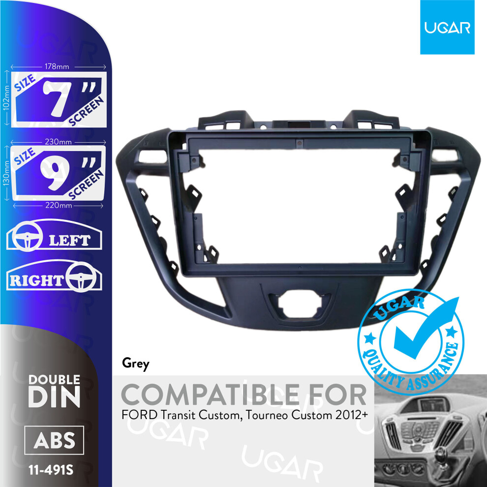 UGAR 11-491S Compatible for Car Radio Mounting Fascia Kit Ford Transit Custom, Tourneo Custom 2012+