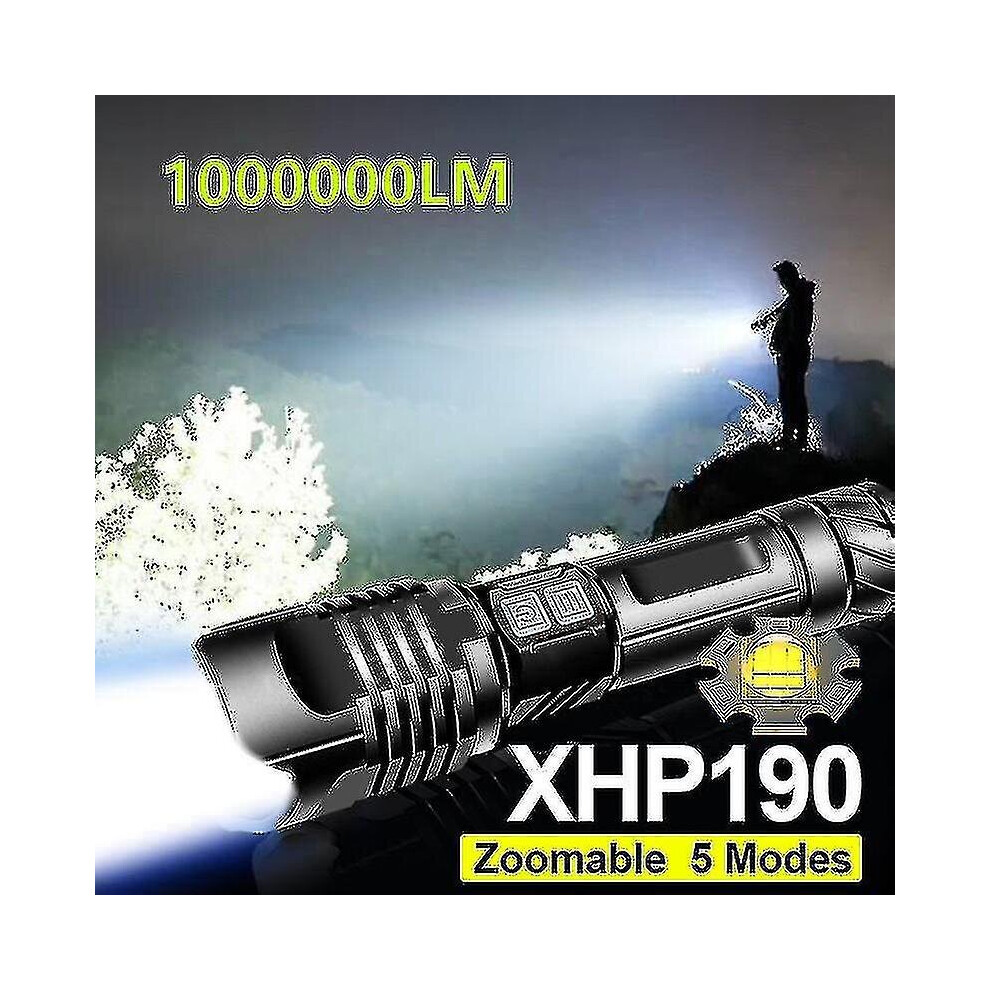 (XHP50A1) 1000000 Lm Super Xhp190 Powerful Led Flashlight 18650 Xhp90 Led Torch Usb Rechargeable Tactical Flashlight Zoom Hand Lamp