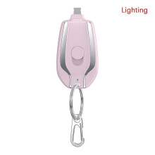 (Pink, ligjting) 1500mah Portable Charger Keychain Charger Fast Charging Backup Power Bank