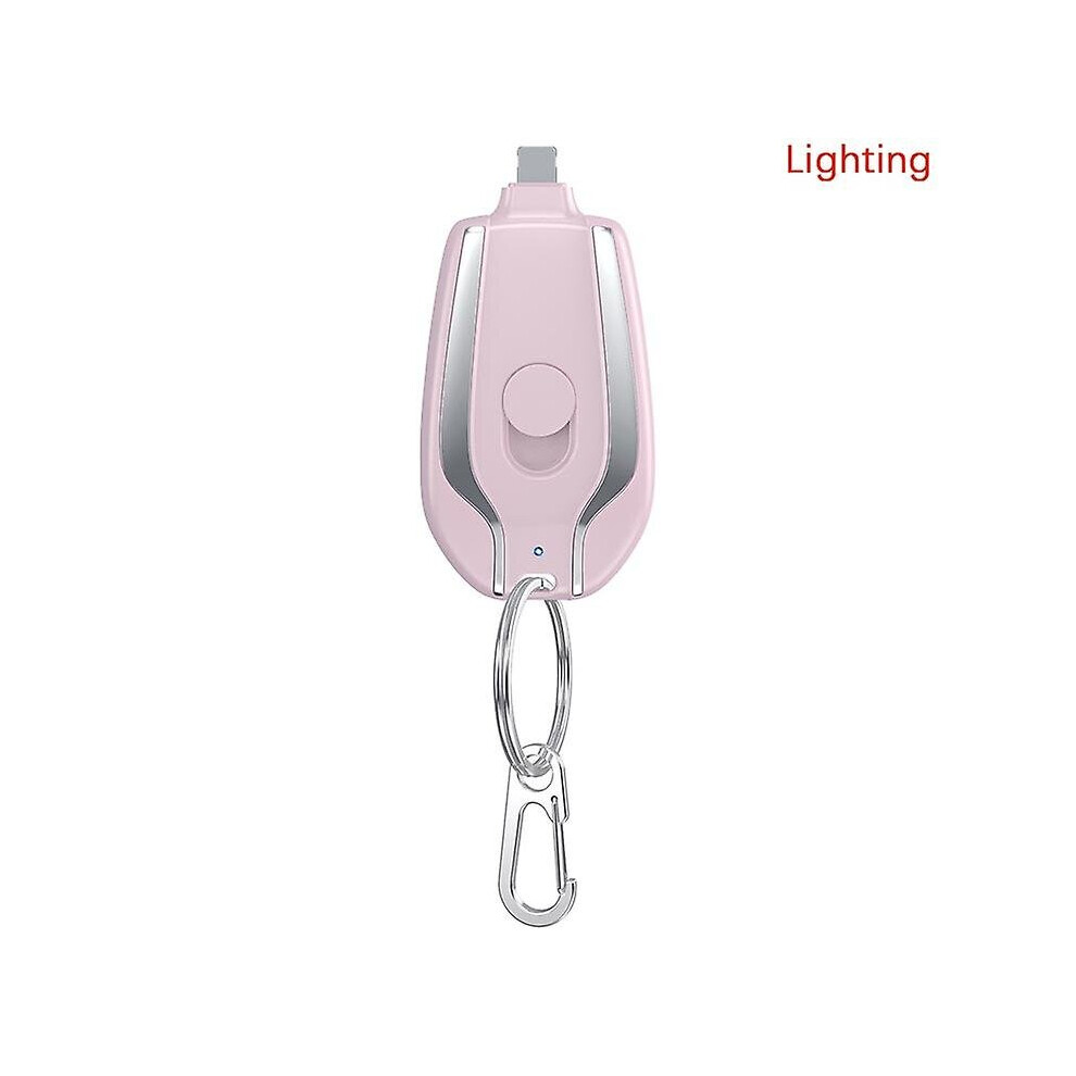 (Pink, ligjting) 1500mah Portable Charger Keychain Charger Fast Charging Backup Power Bank