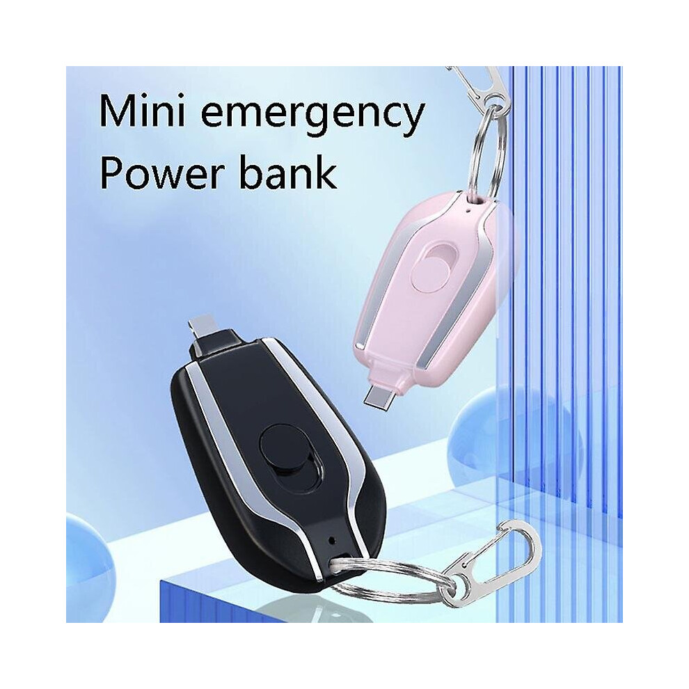(Black, ligjting) 1500mah Portable Charger Keychain Charger Fast Charging Backup Power Bank