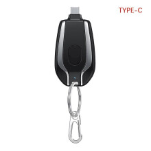 (Black, type c) 1500mah Portable Charger Keychain Charger Fast Charging Backup Power Bank