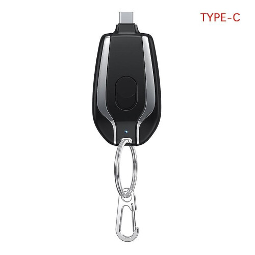 (Black, type c) 1500mah Portable Charger Keychain Charger Fast Charging Backup Power Bank