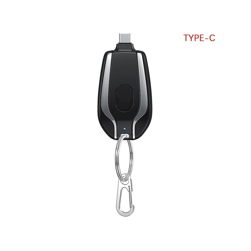 (, Type C) 1500Mah Portable Charger Keychain Charger Fast Charging Backup Power Bank Black 9172662150513