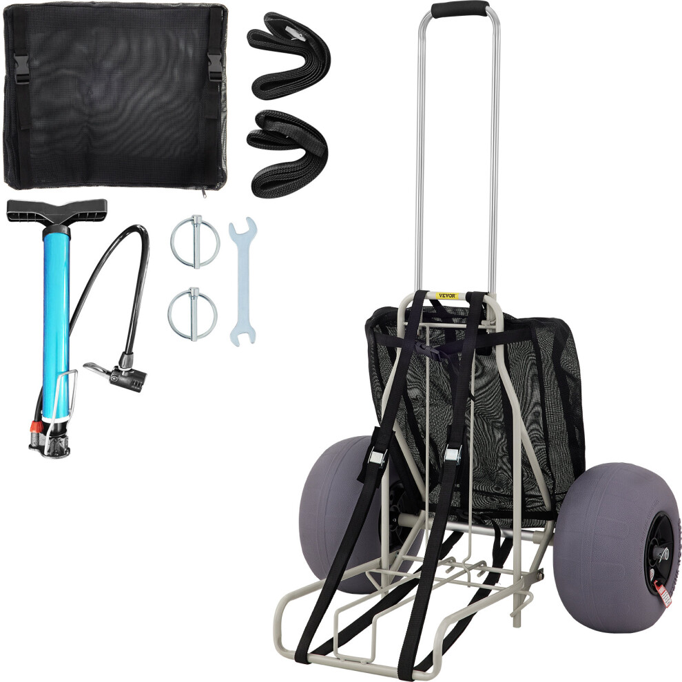 (14 x 14.7 in) VEVOR Beach Cart Beach Wagon for Sand TPU Balloon Wheels
