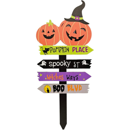 (D, One size) Halloween Decorations Outdoor Halloween Props Horror Halloween Yard Stake Signs Wooden Decor Welcome Sign on OnBuy
