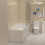 NES Home L-Shaped RH Shower Bath, White Basin Vanity Unit Closed Coupled Toilet 5