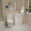 NES Home L-Shaped RH Shower Bath, White Basin Vanity Unit Closed Coupled Toilet 3