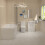 NES Home L-Shaped RH Shower Bath, White Basin Vanity Unit Closed Coupled Toilet 4