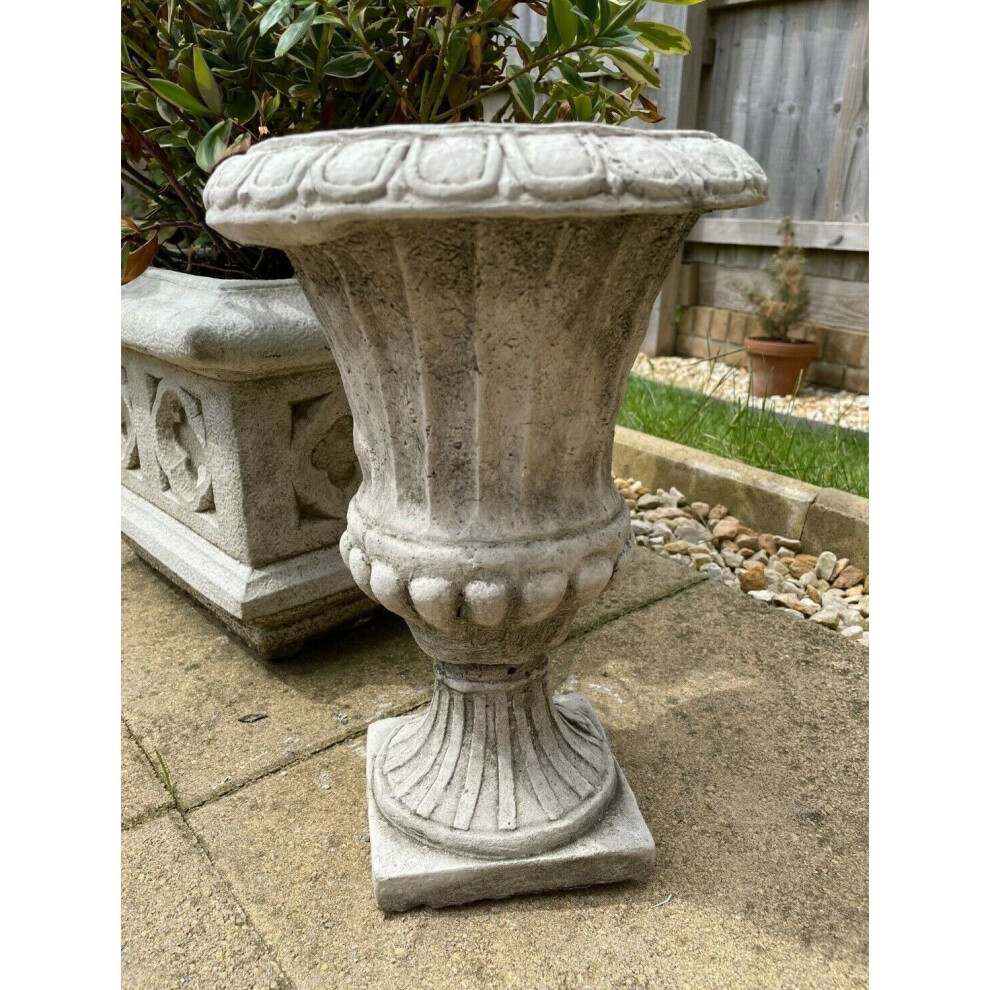 Fluted Stone Urn Garden Statue Outdoor Planter Trough Ornament