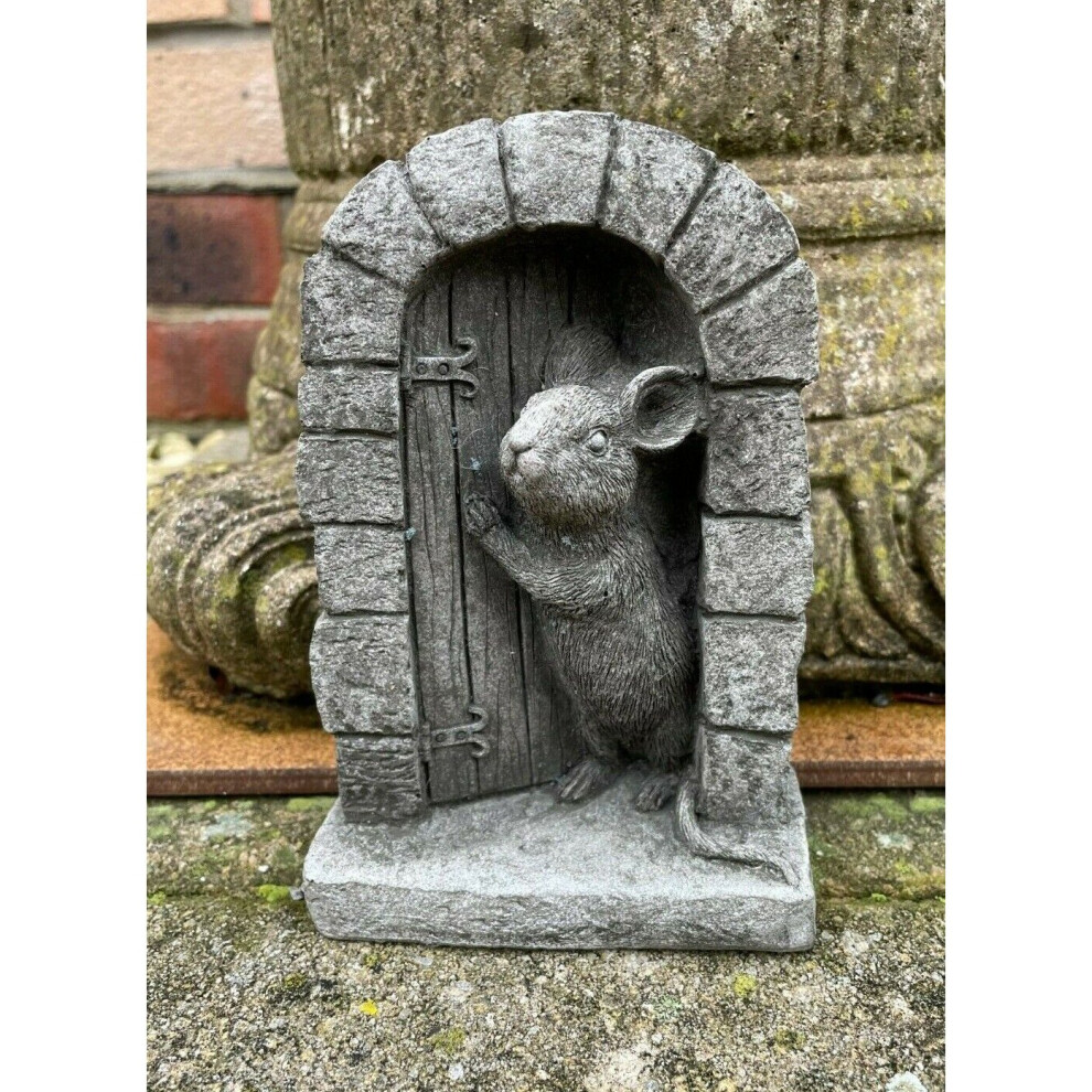 Mouse Door Stone Statue | Garden Outdoor Home Decoration Ornament