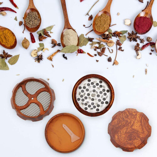 Wooden 4-Layer Grinder with Pollen for Home Brown 1