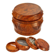 Wooden 4-Layer Grinder with Pollen for Home Brown