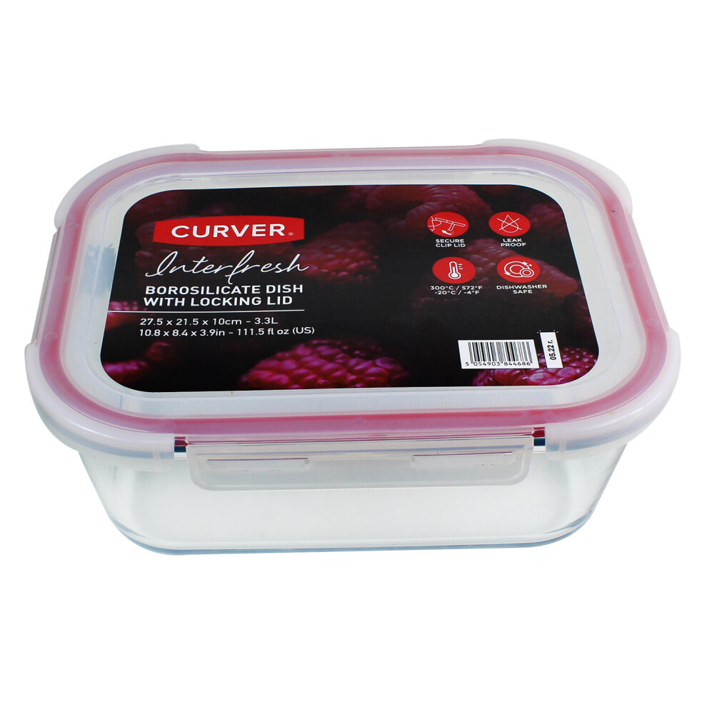 Curver Glass Dish Airtight Food Storage Oven Freezer Safe 