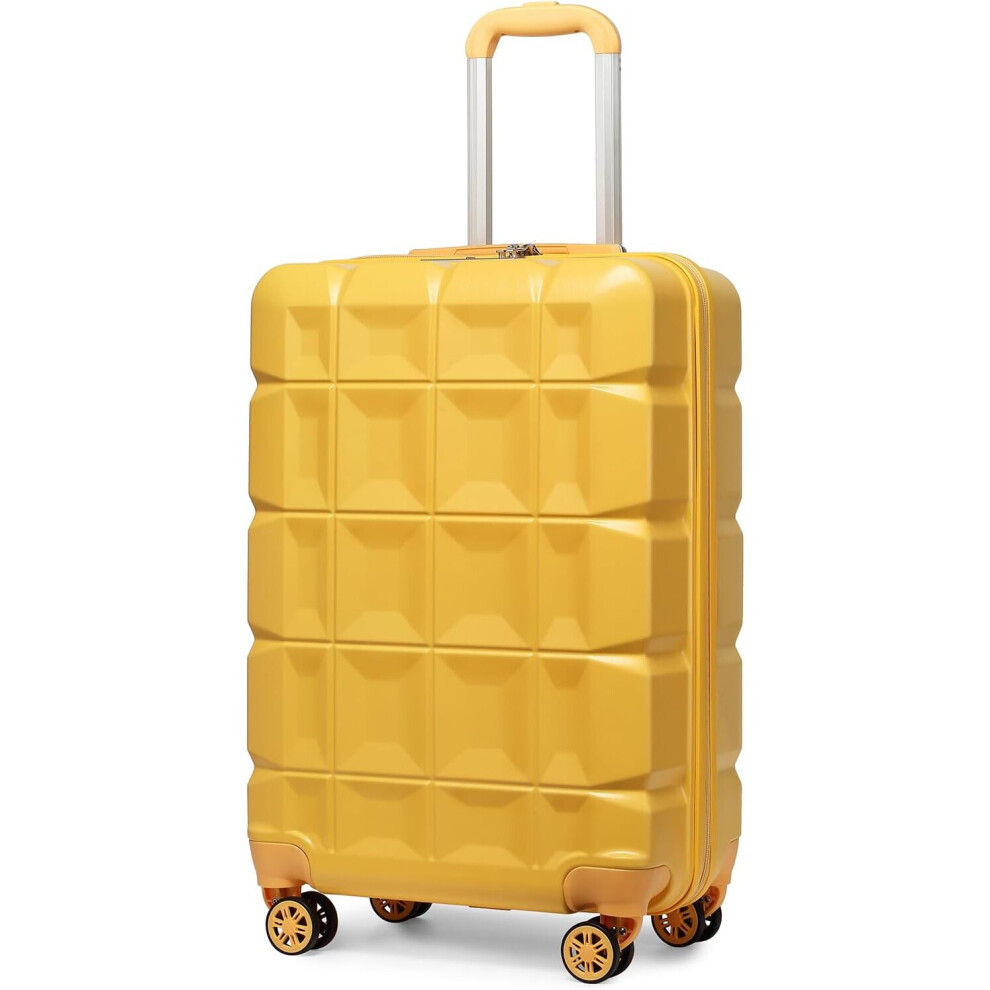 (20 inch) Kono ABS Hard Shell Travel Trolley Suitcase Check in Luggage with TSA Lock and 4 Spinner Wheels - Yellow