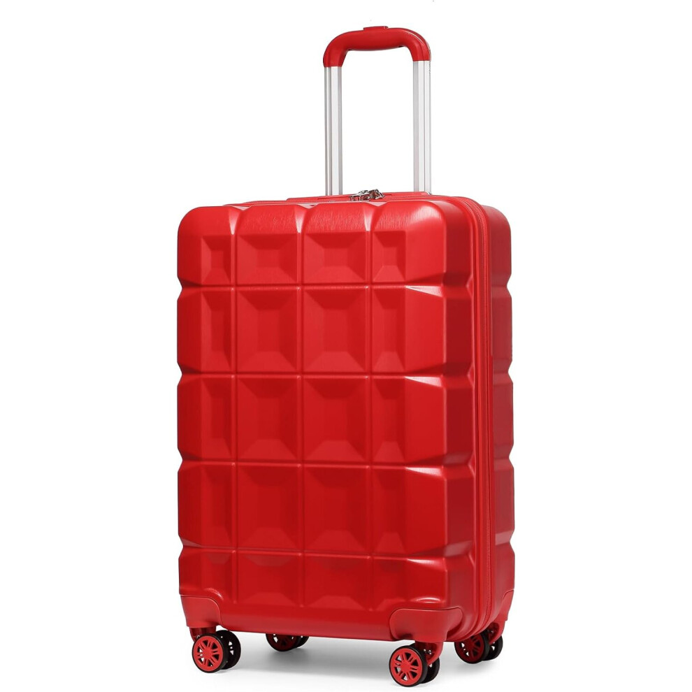 (28 inch) ABS Hard Shell Travel Trolley Suitcase Check in Luggage with TSA Lock and 4 Spinner Wheels - Red-image-OPC-PCKHY52-NEW
