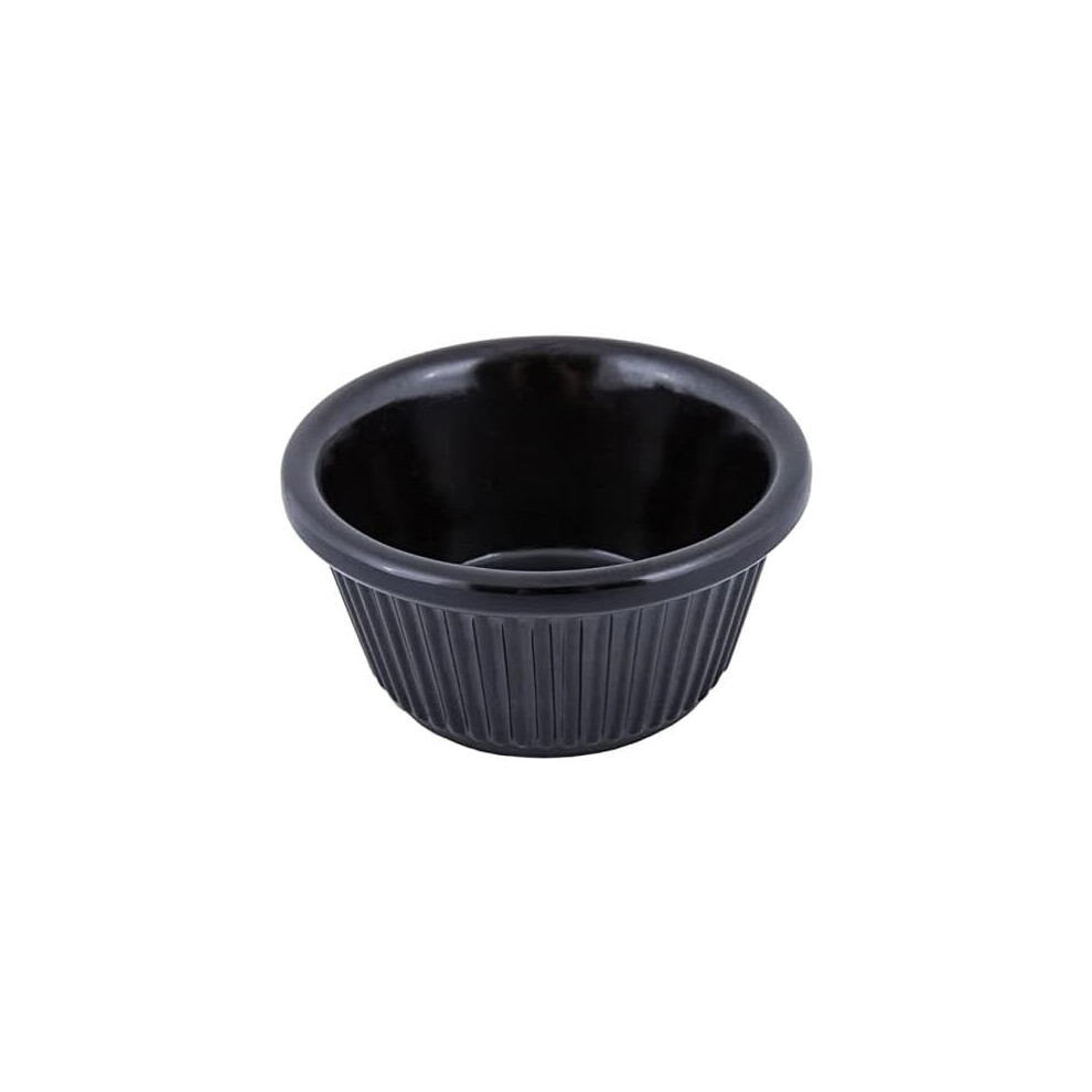 Pack of 24 Fluted Melamine Ramekins Condiment Pots, Made in England (Black 1oz)