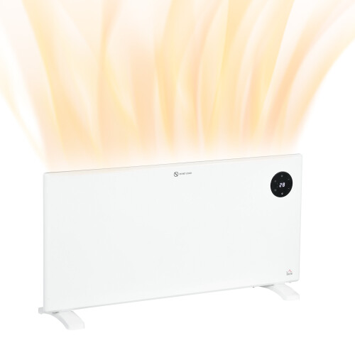 Homcom 2000W Electric Convector Heater, Quiet Space Heater with LED Display, White