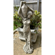 Lady With Wine Jug Stone Garden Statue | Outdoor Sculpture Ornament