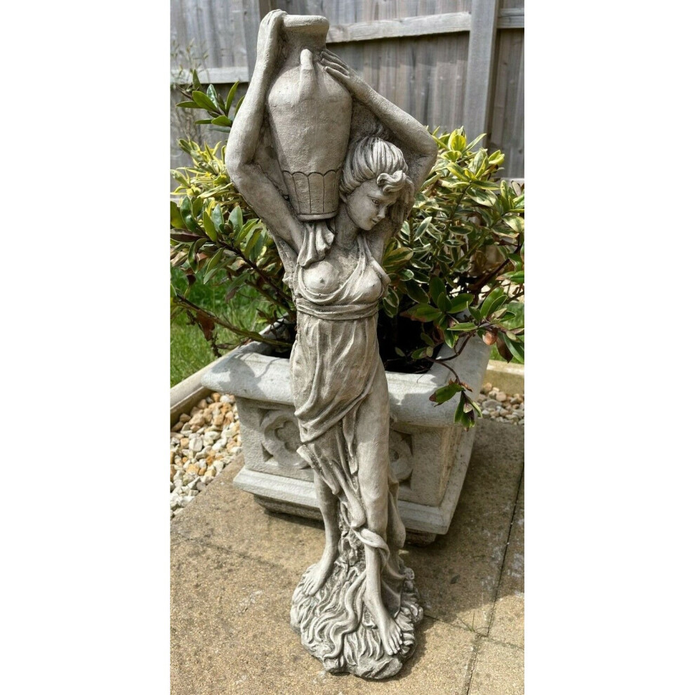 Lady With Wine Jug Stone Garden Statue | Outdoor Sculpture Ornament