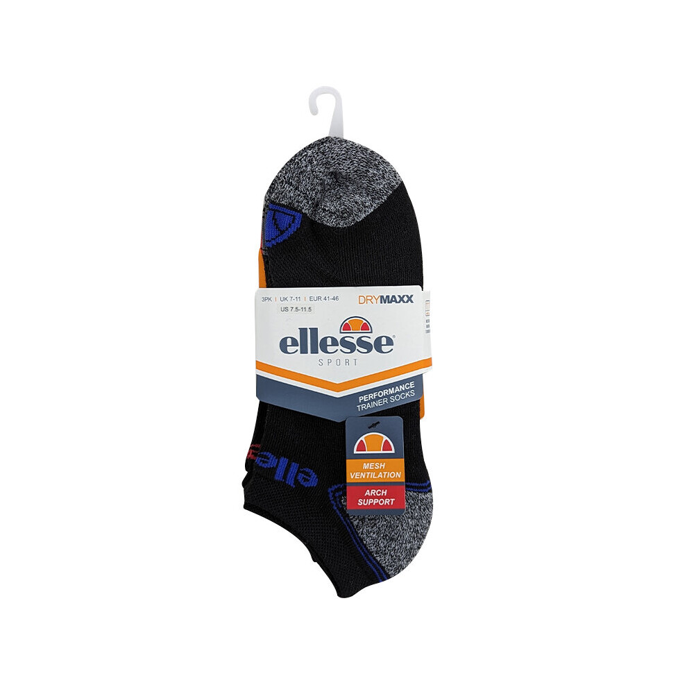 (Black and Blue, UK 7-11) ELLESSE Mens Low Cut Socks 3 Pack