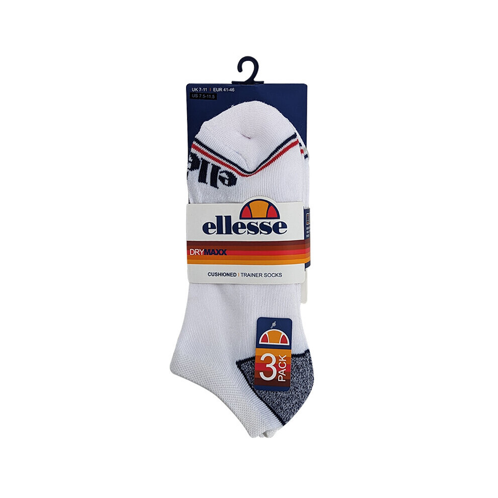 (White, UK 7-11) ELLESSE Mens Low Cut Socks 3 Pack