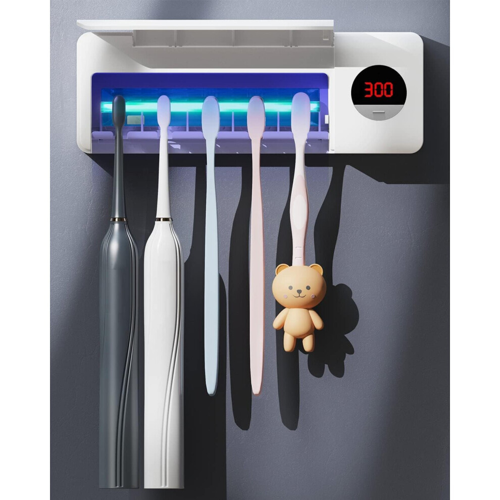 Wall-mounted toothbrush holder with UV disinfection function, 2000 mAh charging, timer function, [Energy Class A+++]